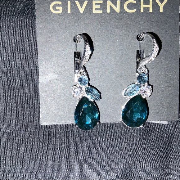 Earrings, Givenchy Silver Tone Crystal Tear-shaped earrings, New with tag - Picture 6 of 7